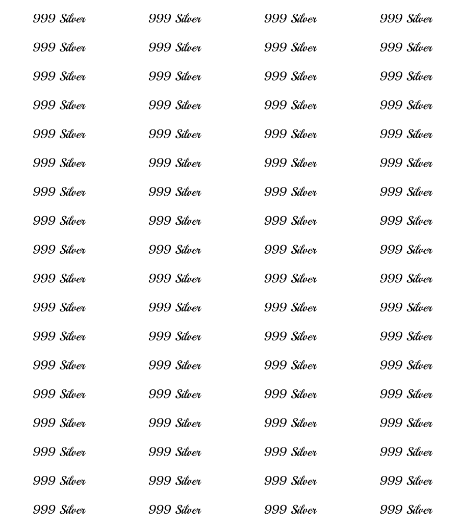 A repeating grid of the text '999 Silver' printed in black on a white background