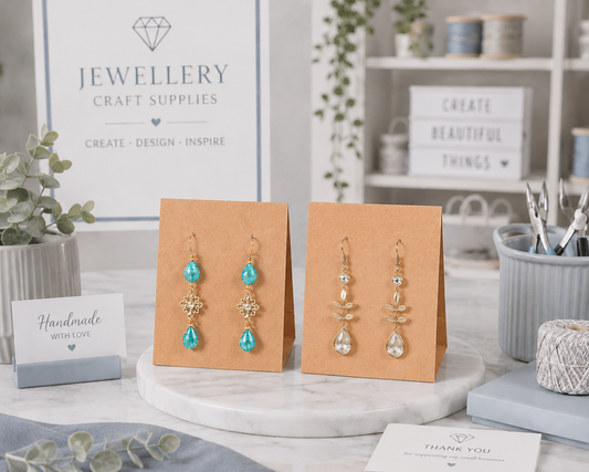 Jewellery Display Card Earring Free Standing Tent Type Kraft Brown 8.5cm x 6.5cm