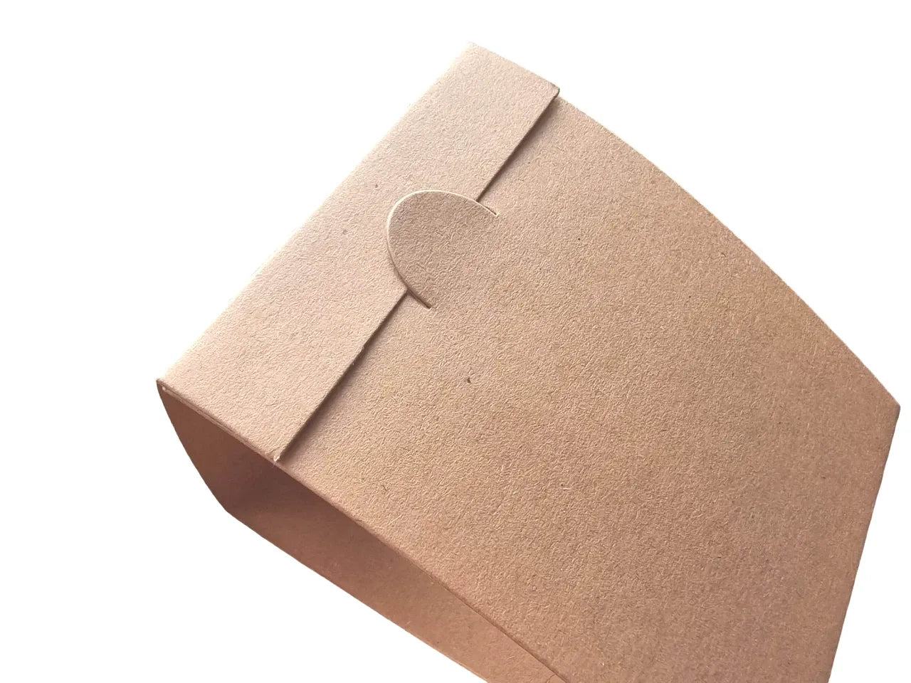 A plain brown kraft paper envelope-style box with a flap and tab closure, photographed on a clean white background.