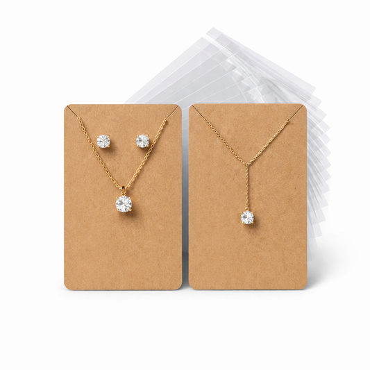 Earring display cards kraft brown with clear cellophane bags