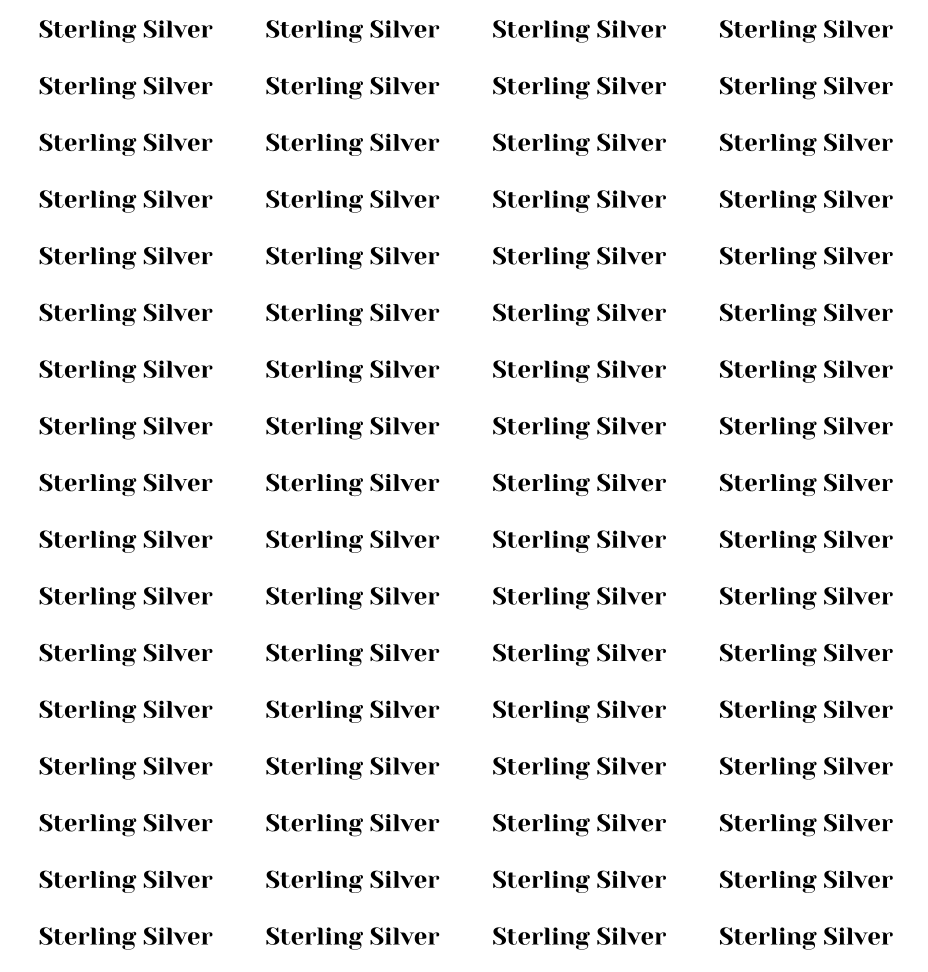 A repeating grid of the text 'Sterling Silver' printed in dark gray on a white background.