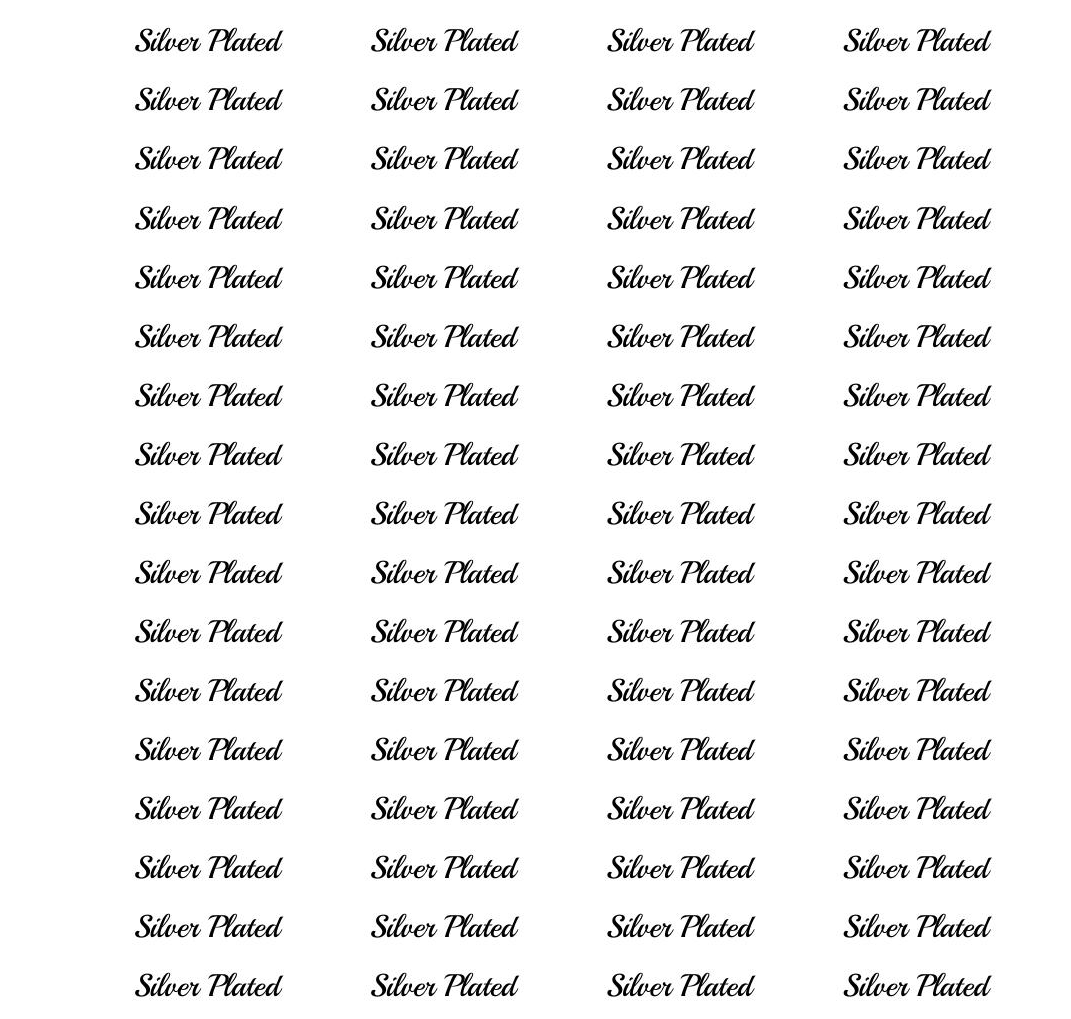 A repeating grid of the words 'Silver Plated' in black text on a white background