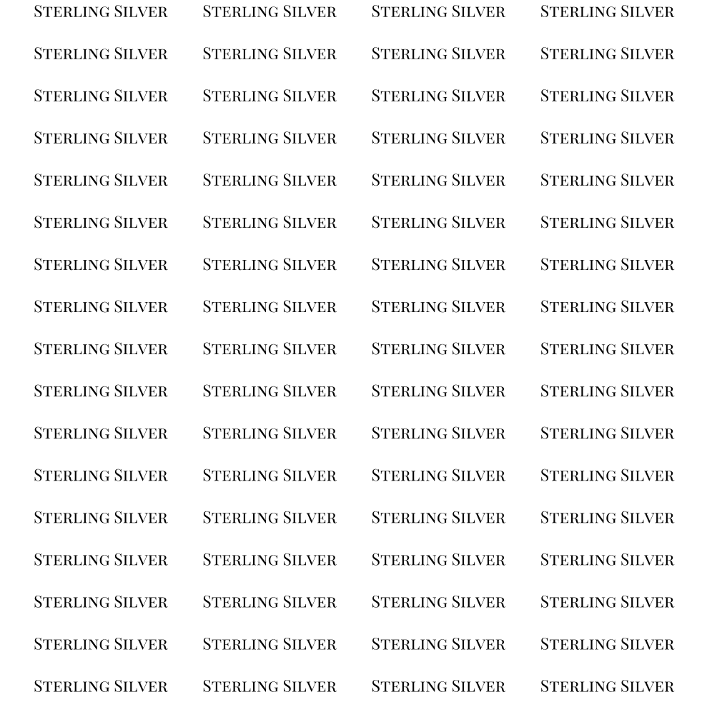A repeating grid of the text 'STERLING SILVER' printed in black on a white background.