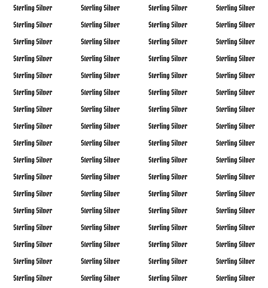 A repeating grid of the text 'Sterling Silver' on a plain white background