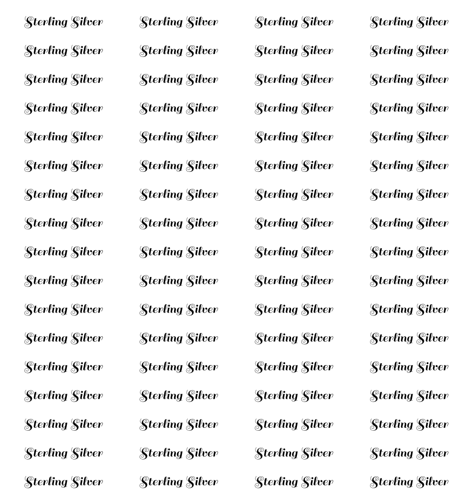 A repeating grid of the words 'Sterling Silver' in black text on a white background.