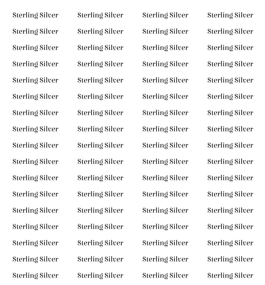 A repeating grid of the text 'Sterling Silver' in a dark gray font on a white background.